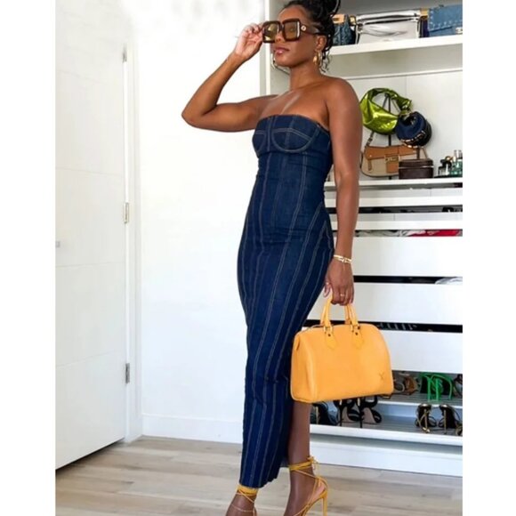 NWT ZARA Woman Denim Midi Dress - Picture 8 of 15